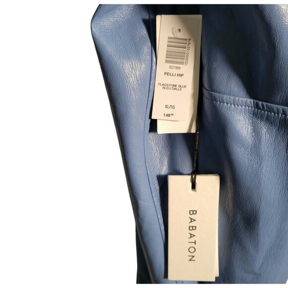 Babaton Pelli Faux Leather Shirt Jacket Blue XL Button Front Long Sleeve - Picture 7 of 12